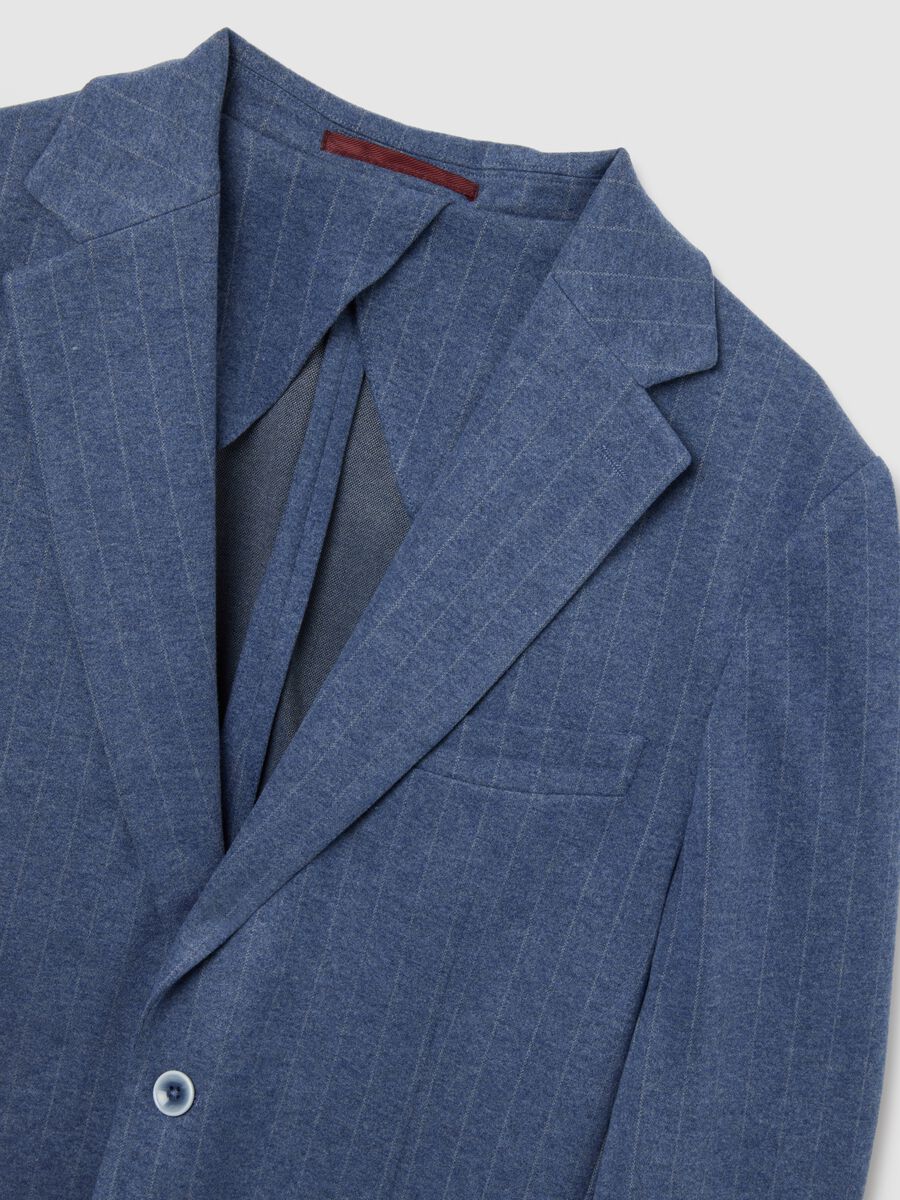 Blazer blu gessato elegante vestibilità slim_1