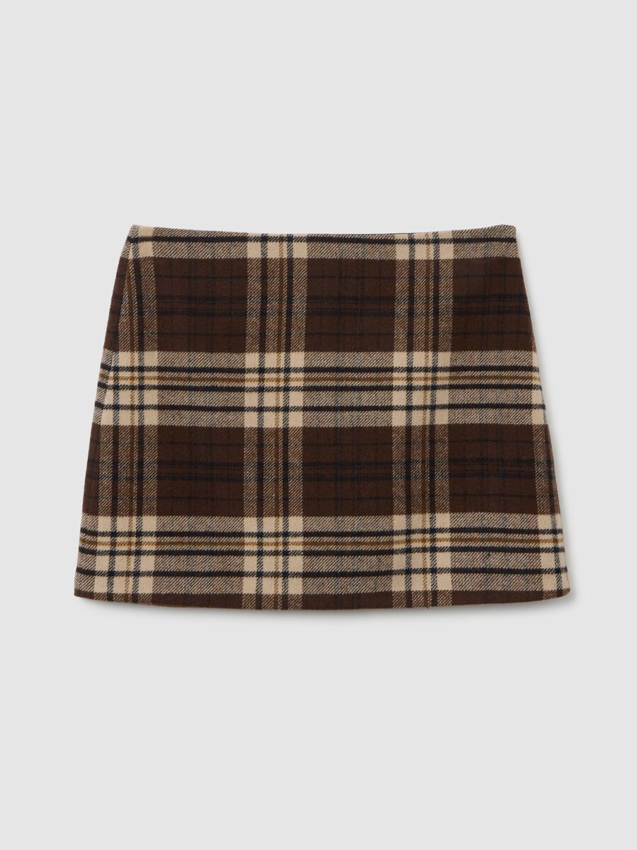 Brown multicolour check mini skirt regular fit_4