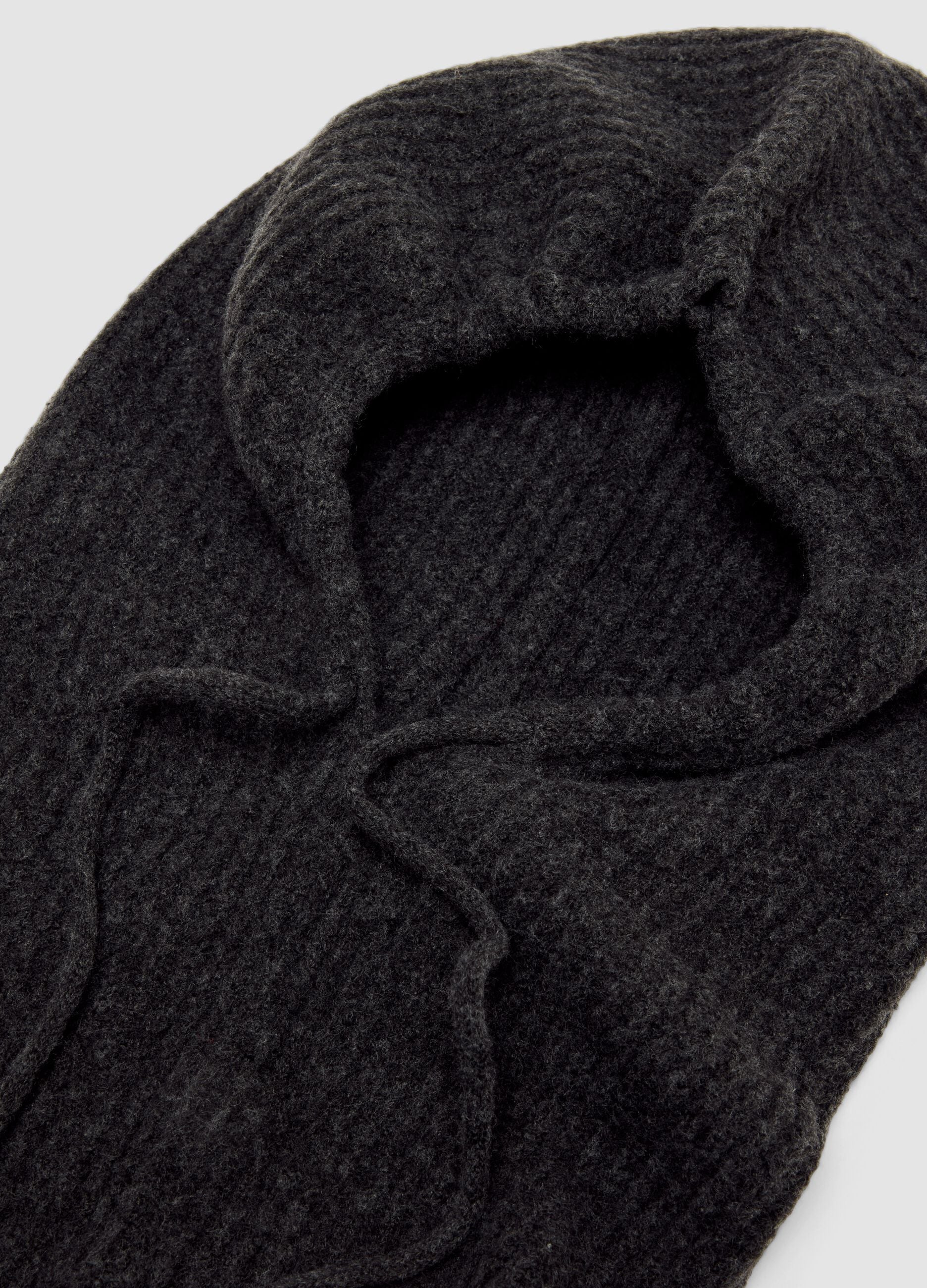 Grey stretch wool jersey-knit balaclava