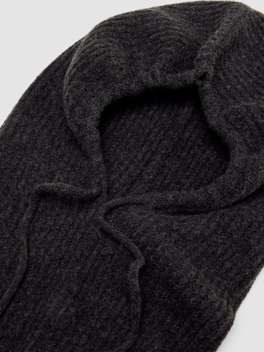 Balaclava grigio in lana elasticizzato a maglia jersey_1