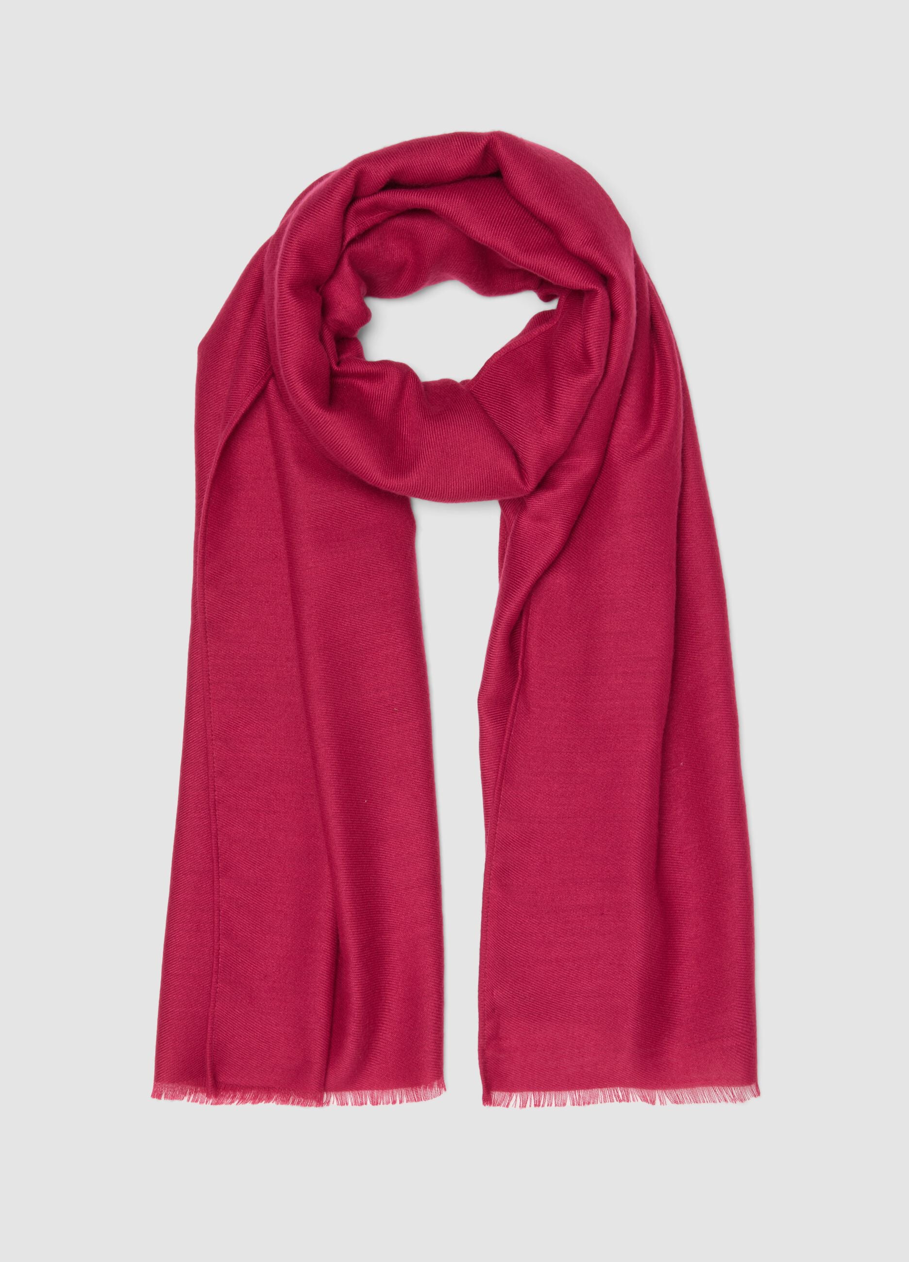 Pink fringed scarf