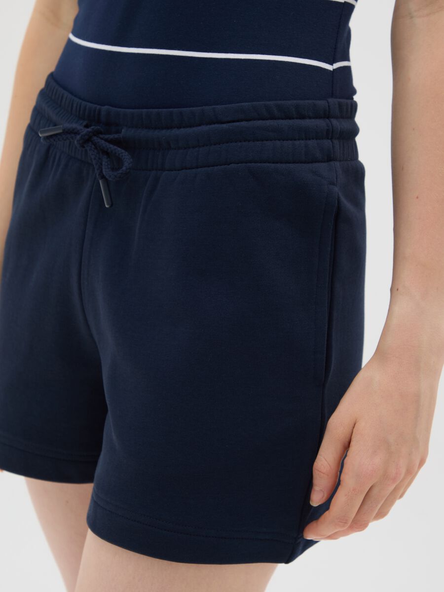 Women's regular fit blue cotton shorts_3