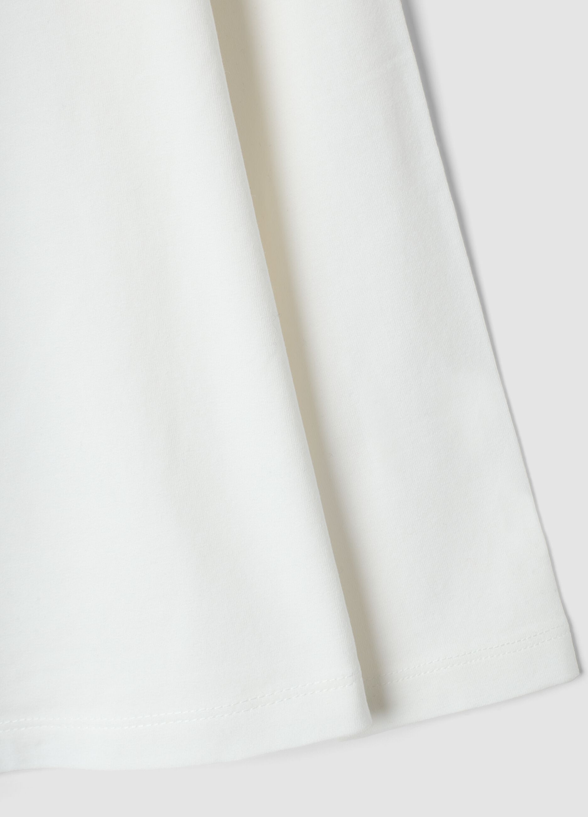 T-shirt bianca in cotone organico elasticizzato girocollo