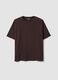 Brown crew-neck T-shirt in stretch cotton-modal blend, regular fit_0