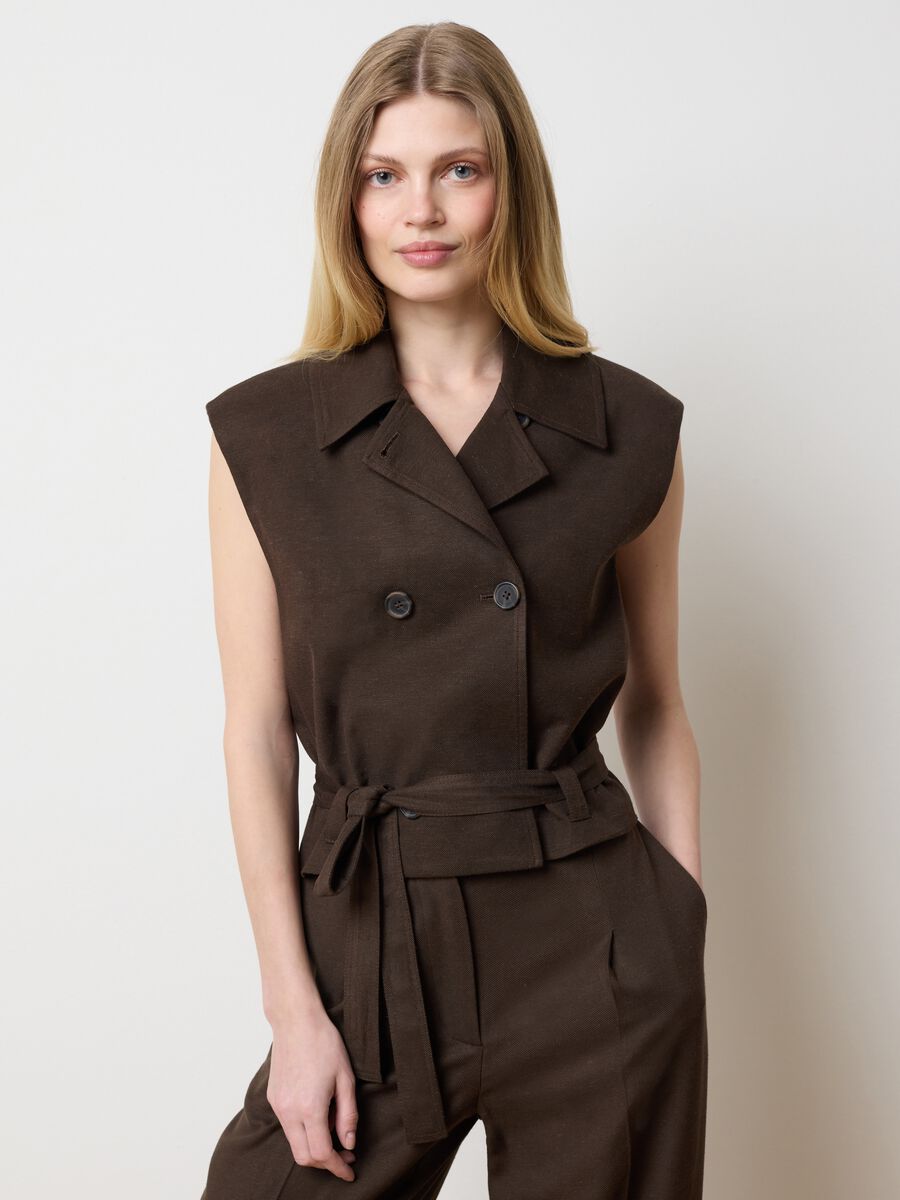 Brown double-breasted gilet_1