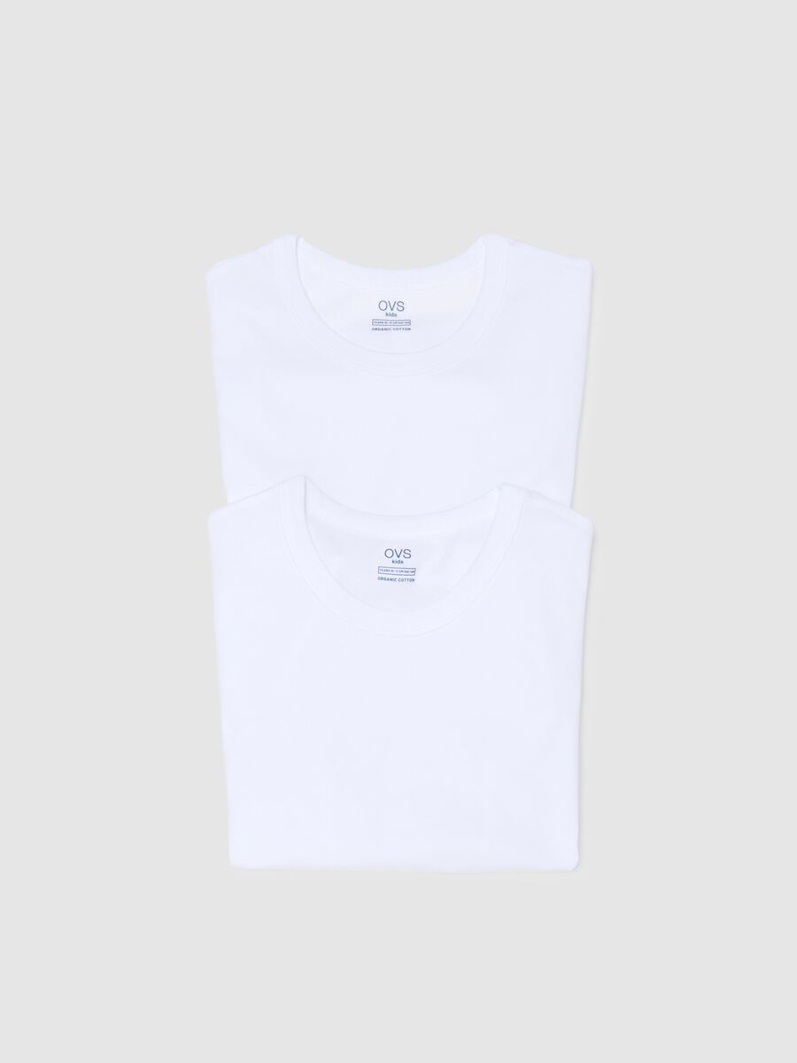 Two-pack white boy's t-shirts in pure cotton regular fit_2