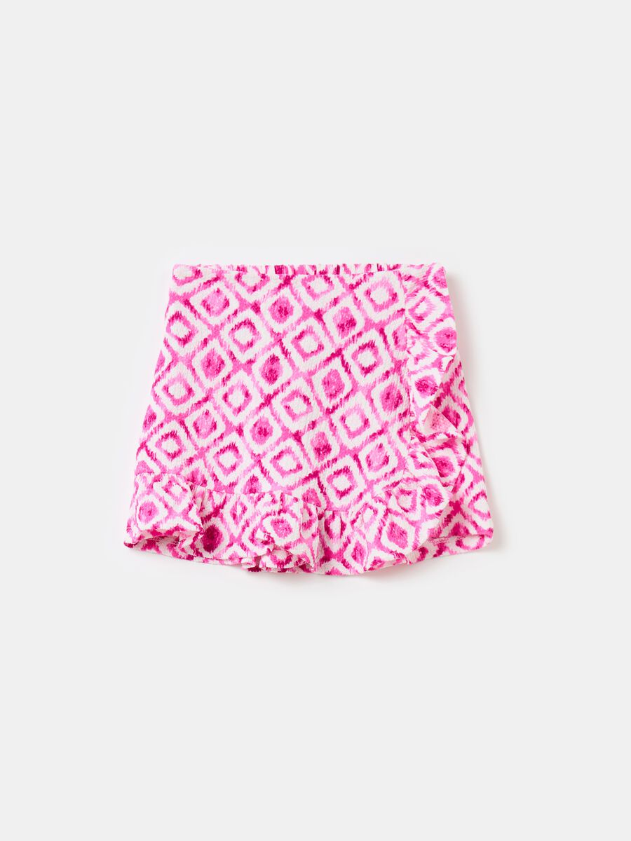 Skort with ikat print and frills_0