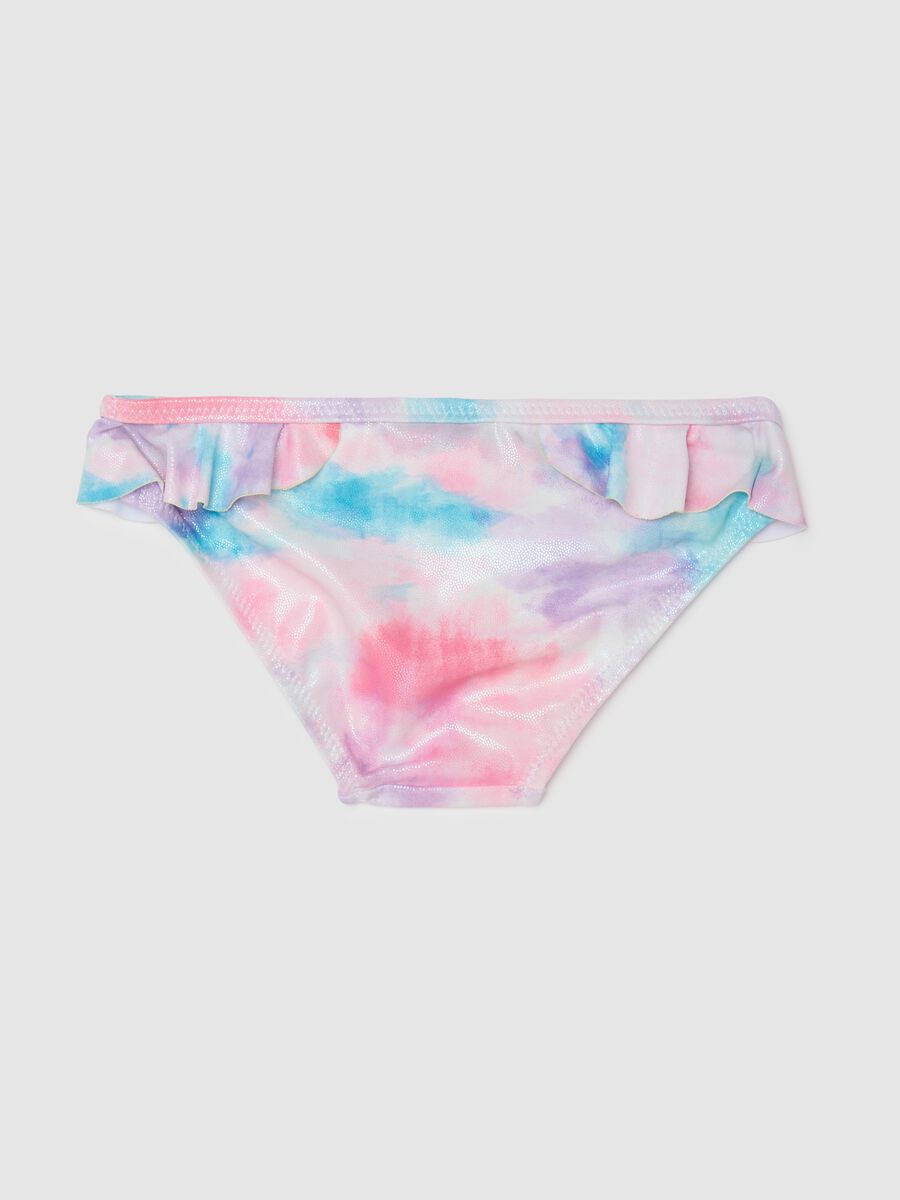 Girls' bikini briefs in multicolour stretch fabric with ruffles_1
