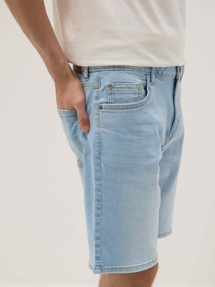 Light blue stretch cotton bermuda shorts_3