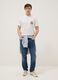 White pure cotton T-shirt with applied print, regular fit_1