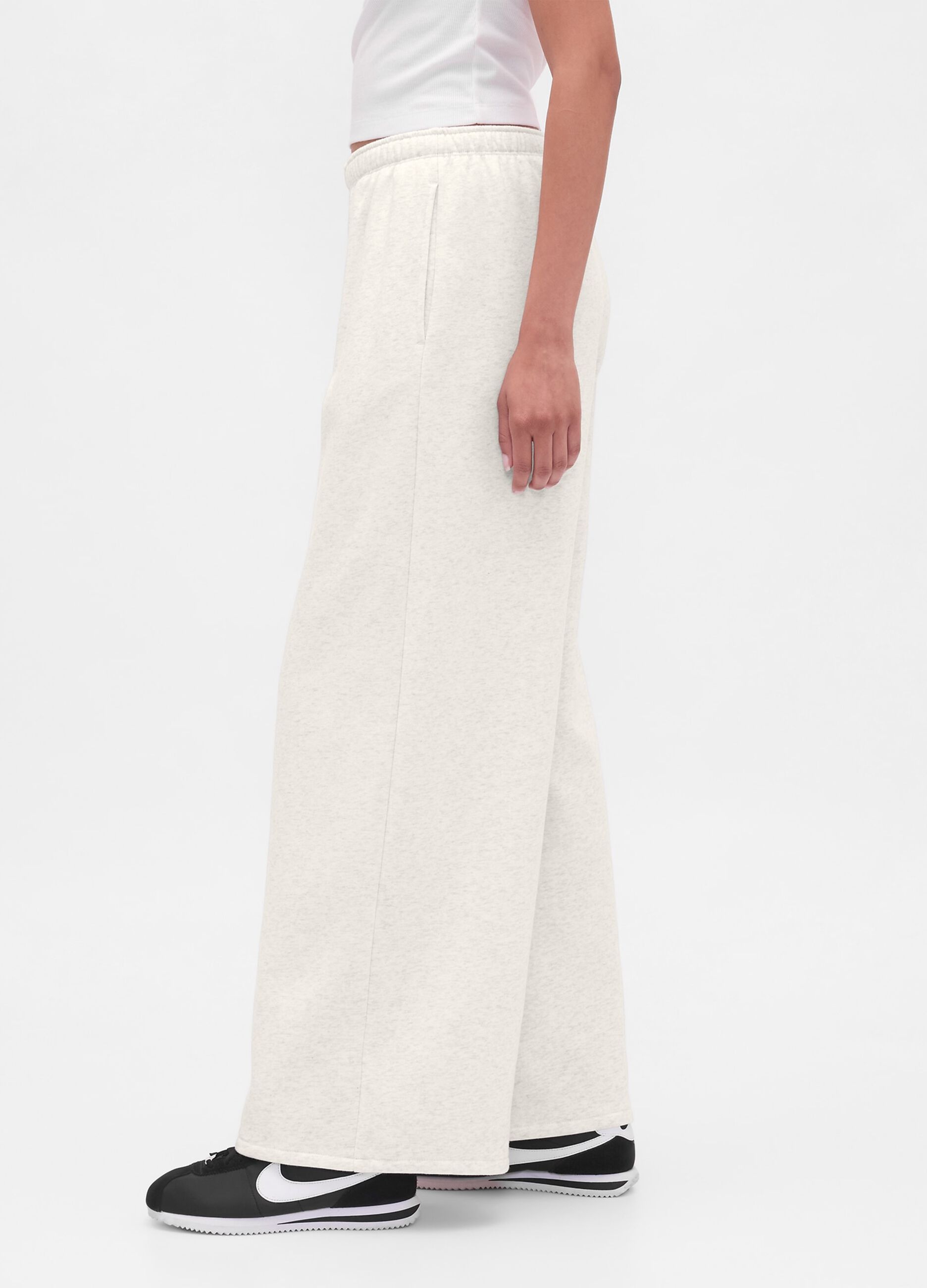 White Cotton Blend Trousers