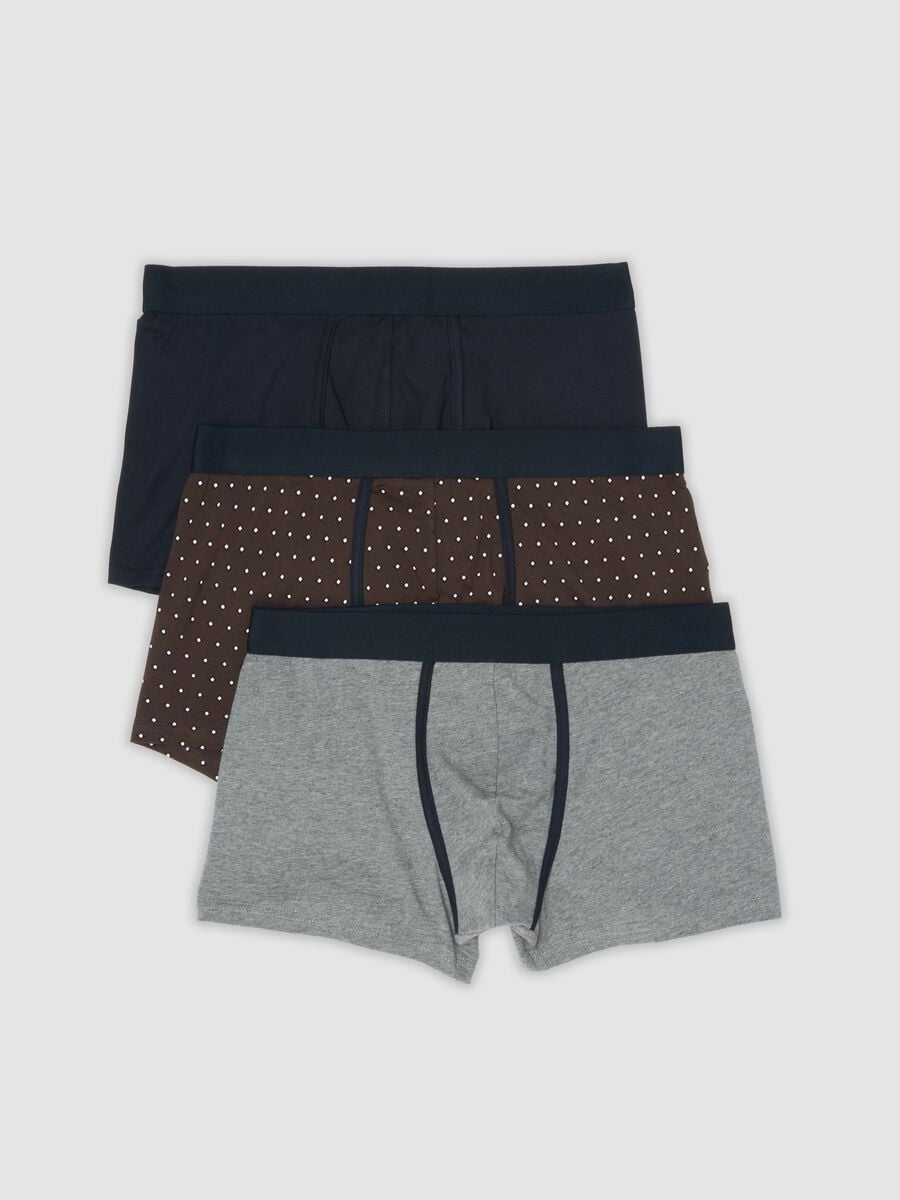 Tripack di boxer marroni in cotone organico elasticizzato a pois_4