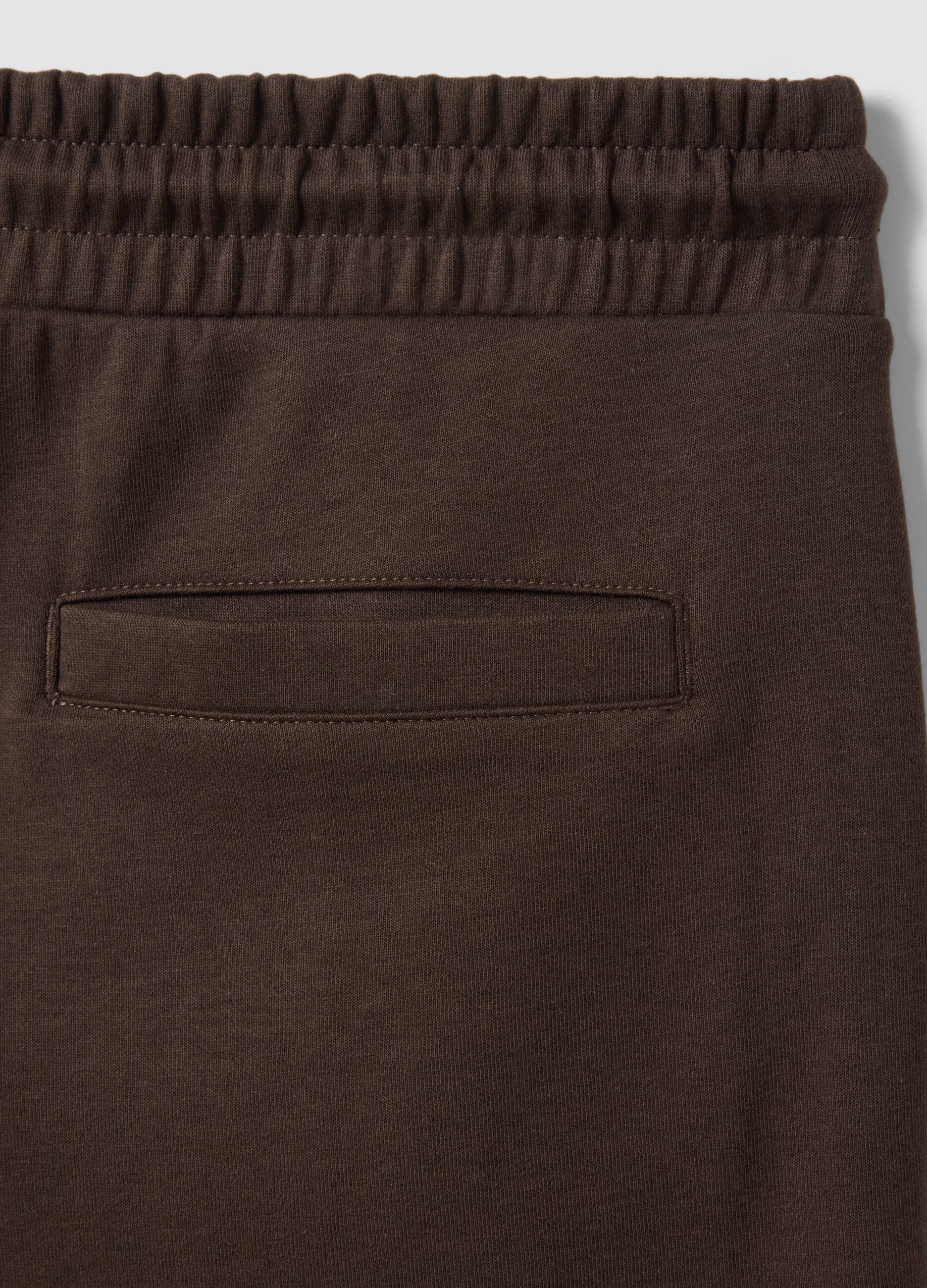Brown cotton-blend regular-fit shorts with drawstring