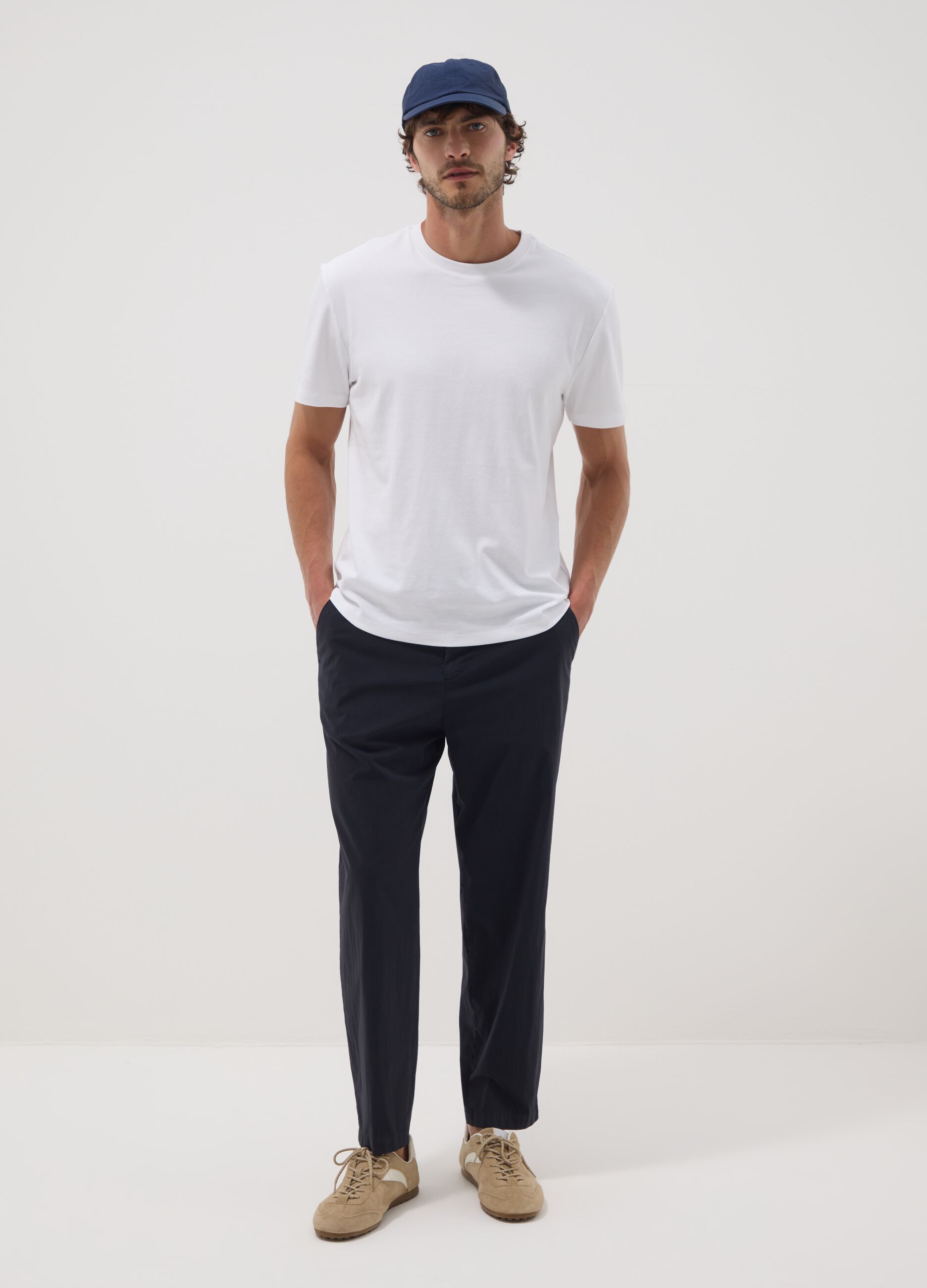 Blue stretch cotton chino trousers