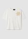 White pure cotton regular-fit T-shirt with floral appliqu&eacute;_4