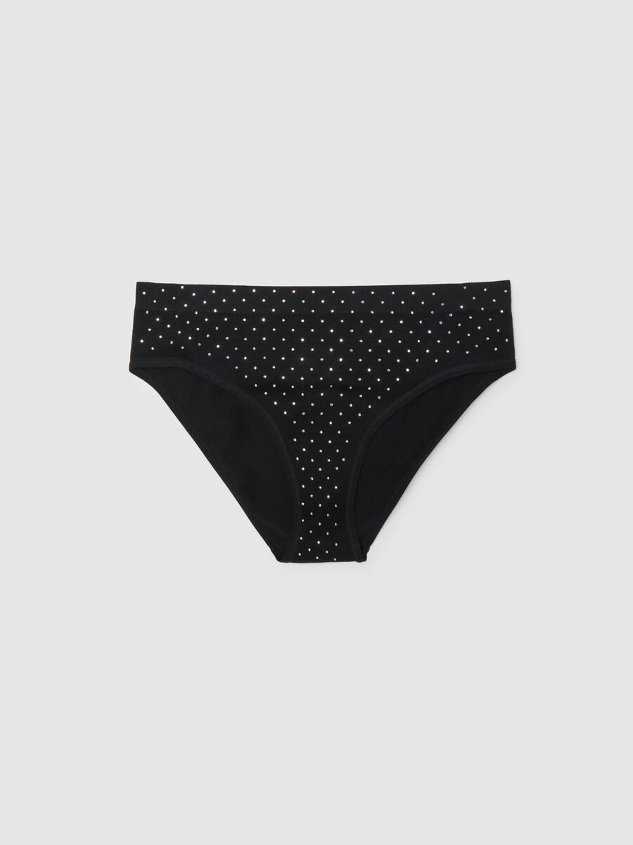 Black stretch fabric briefs with small details_4