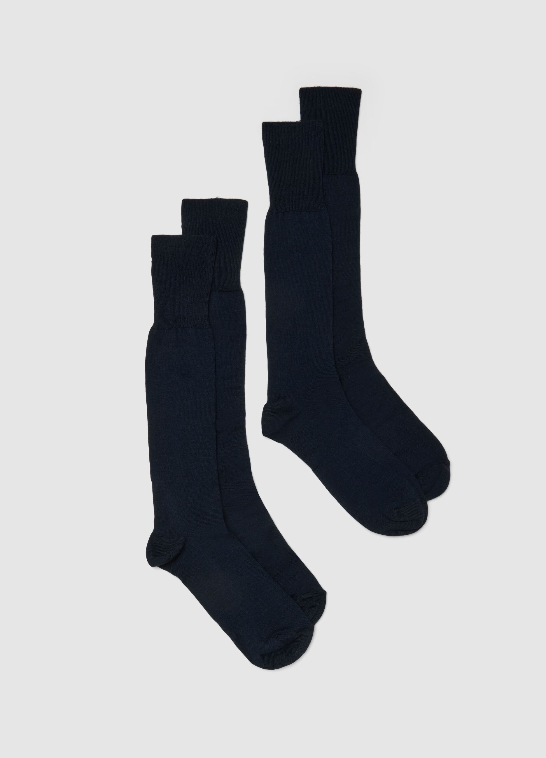 Bipack calze lunghe in misto bamboo blu elasticizzate