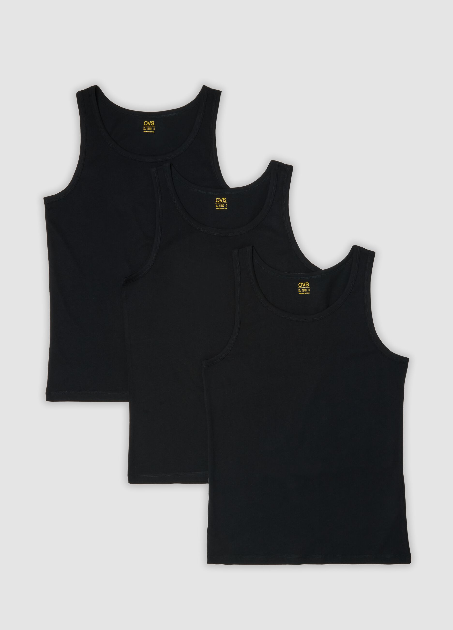 3-pack of blue organic cotton vests