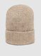 Beige ribbed stretch wool beanie_2