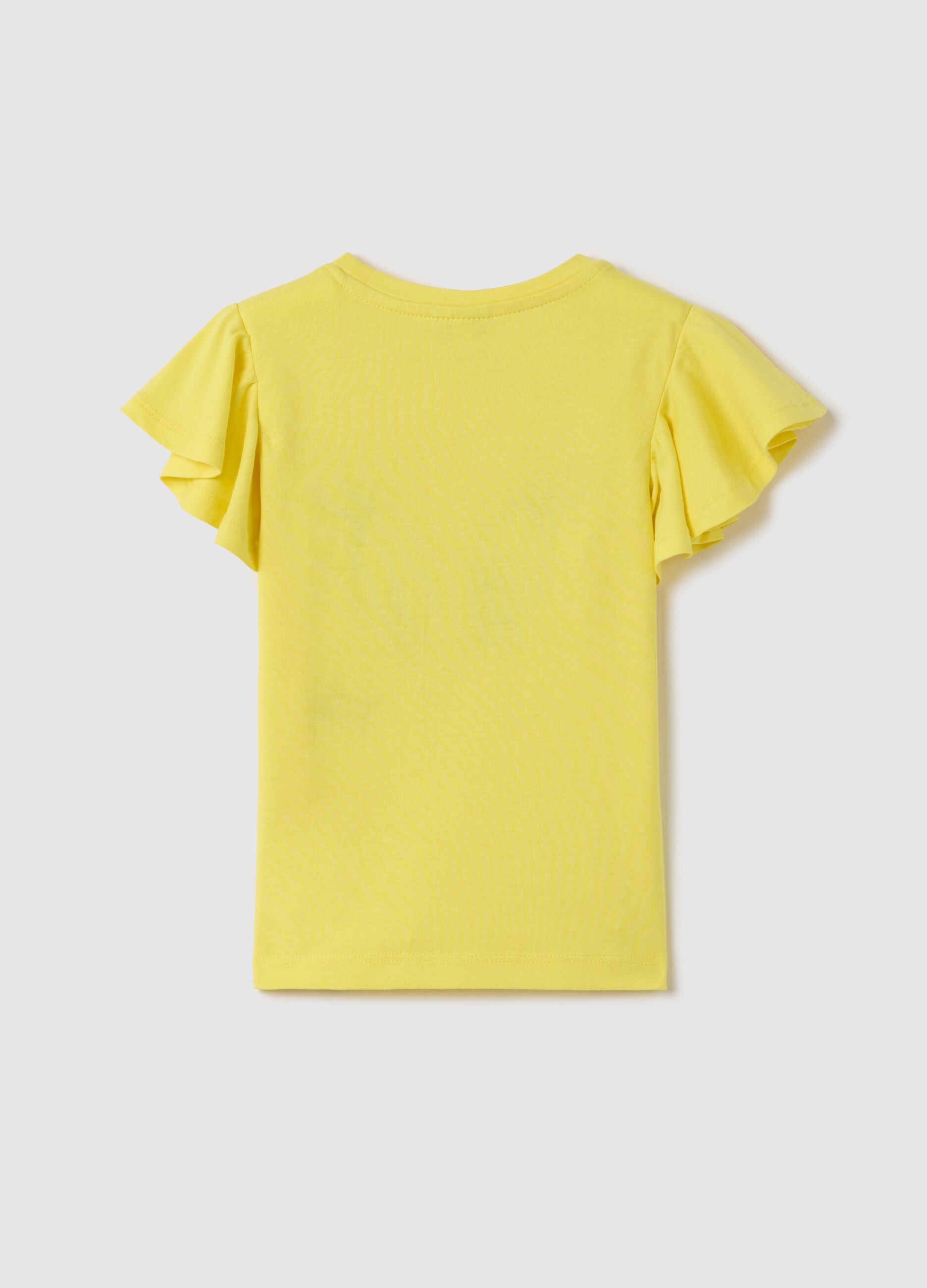 Yellow T-shirt with Tweetie Pie embroidery in cotton