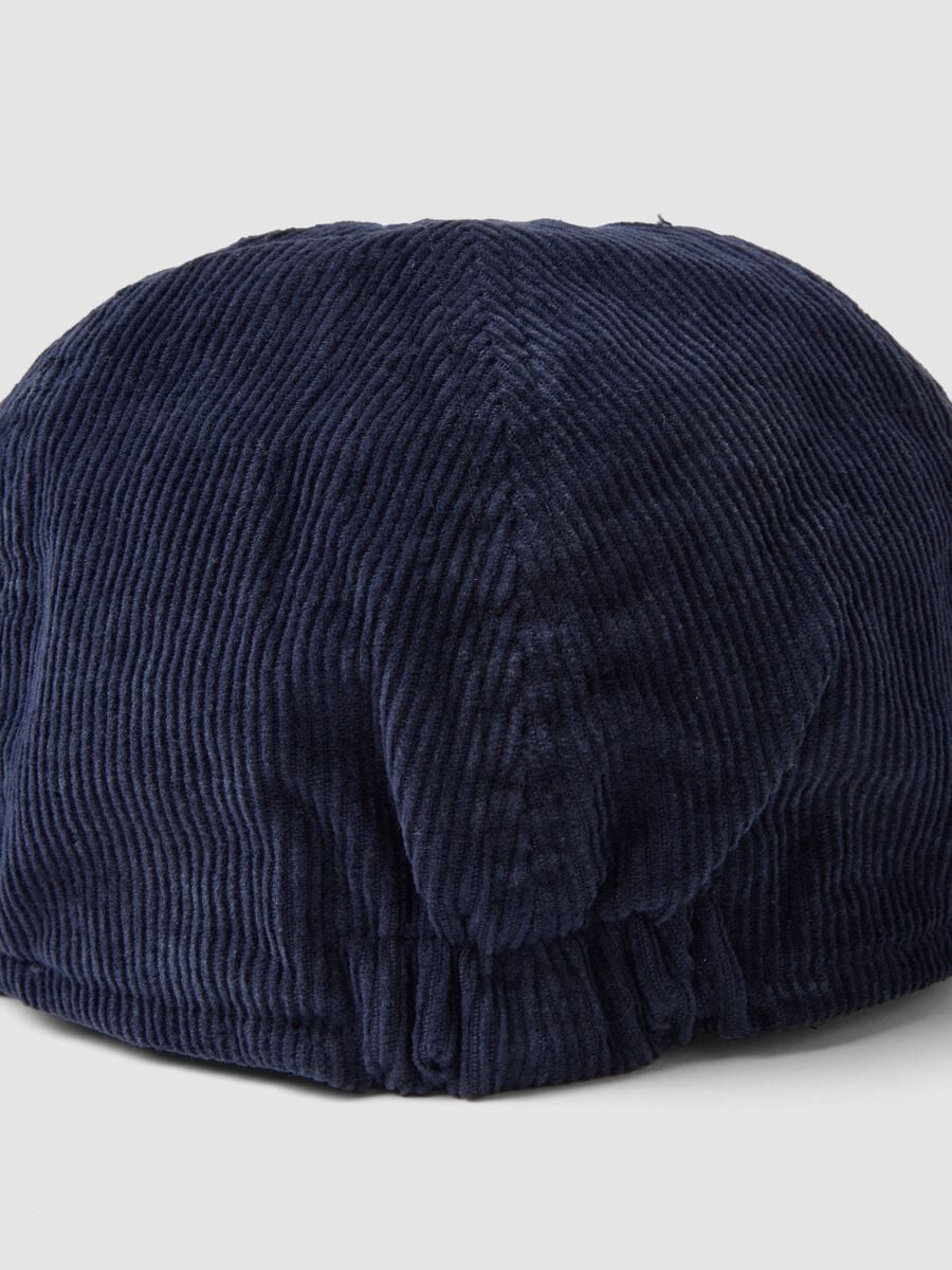Coppola blu navy in puro cotone a costine_2