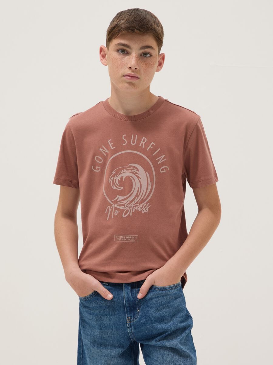 T-shirt verde a maniche corte in puro cotone organico_0