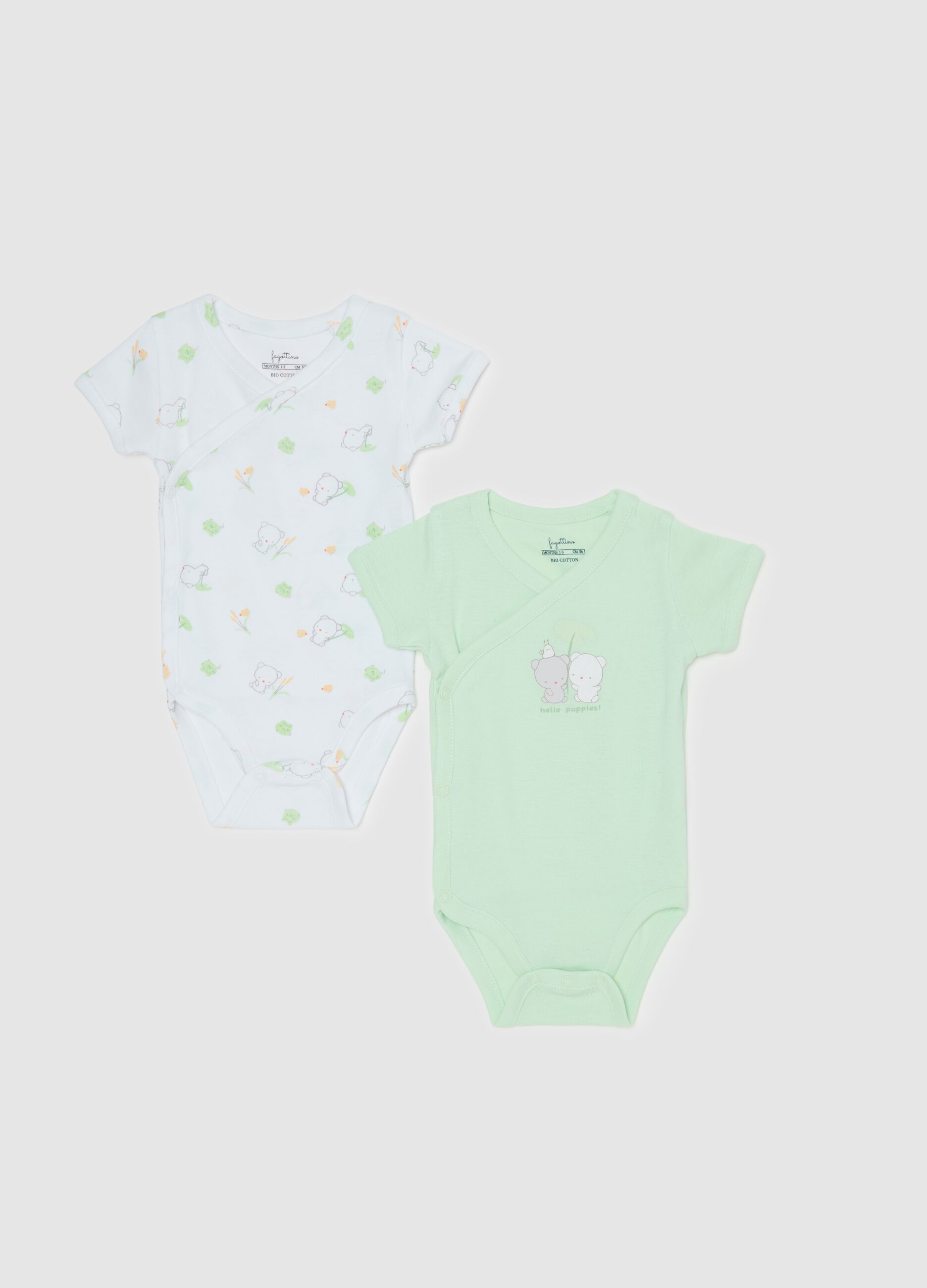 Bipack body in cotone bio con stampa