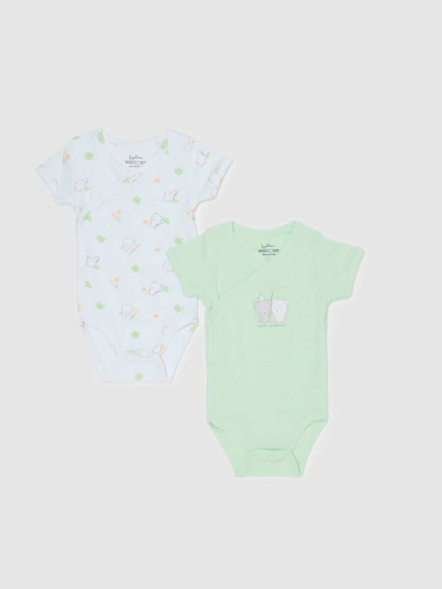 Two-pack organic cotton bodysuits with print_0