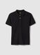 Polo a maniche corte in puro cotone organico nero slim fit_4