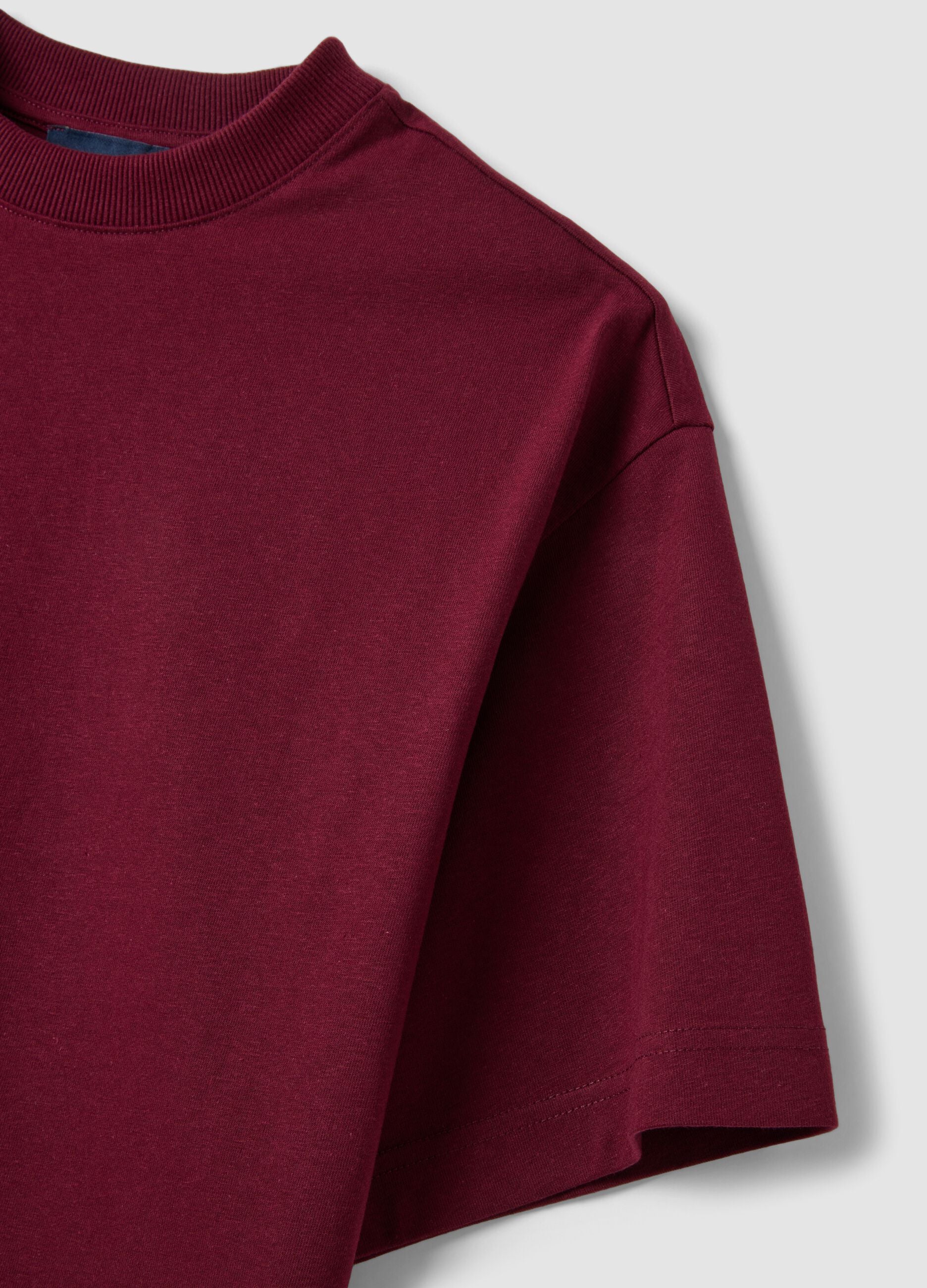Red cotton-blend jersey crew-neck T-shirt, regular fit
