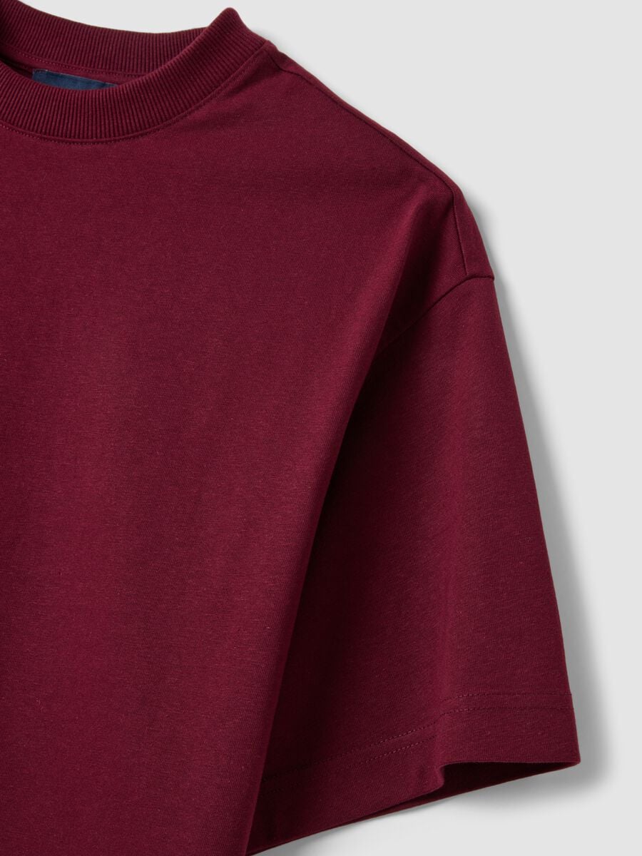 T-shirt rossa in misto cotone jersey a girocollo regular fit_5