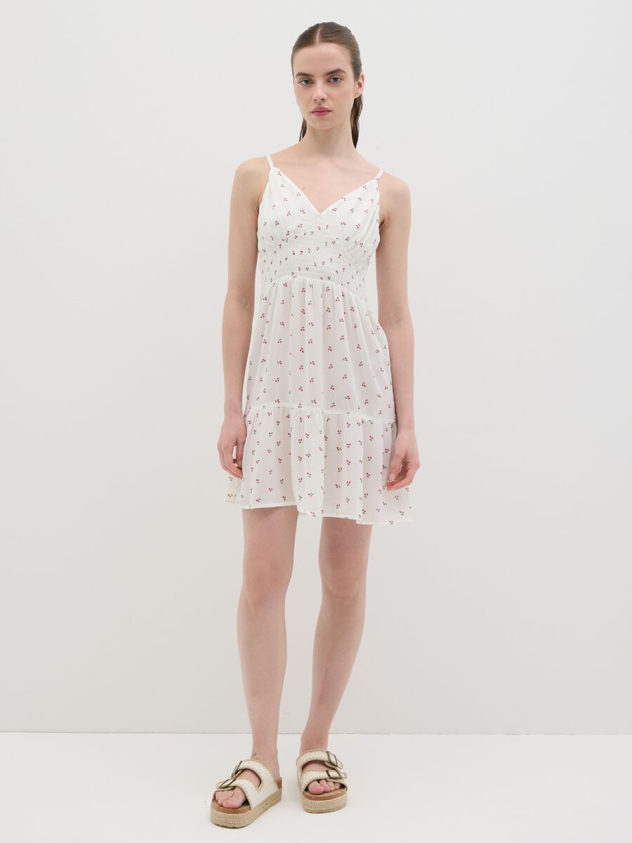 Women's summer dress in pure white viscose_0