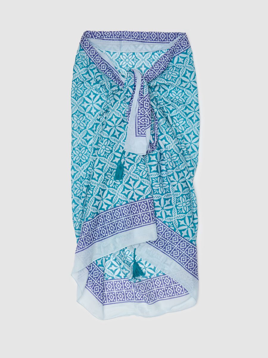 Blue and purple patterned cotton pareo_4