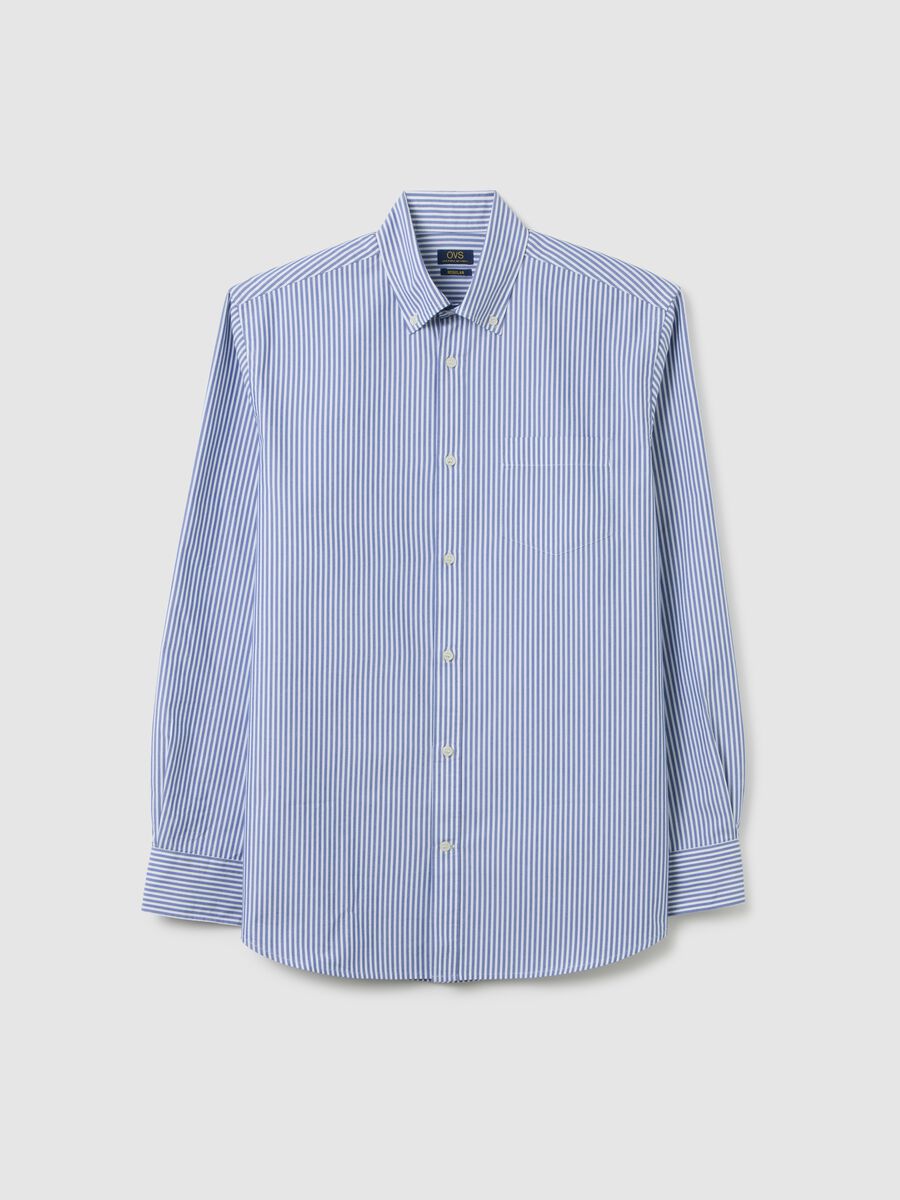 Multicolour cotton blend regular fit shirt_0