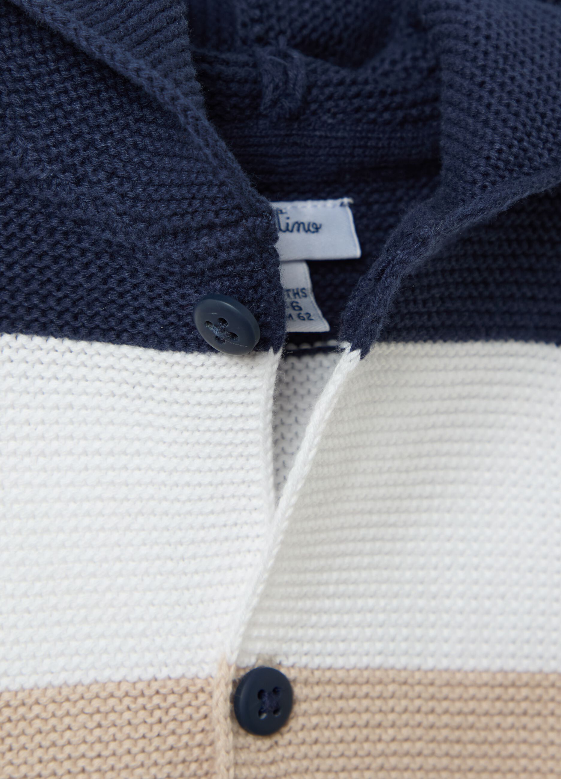Cotton cardigan with stripes and hood