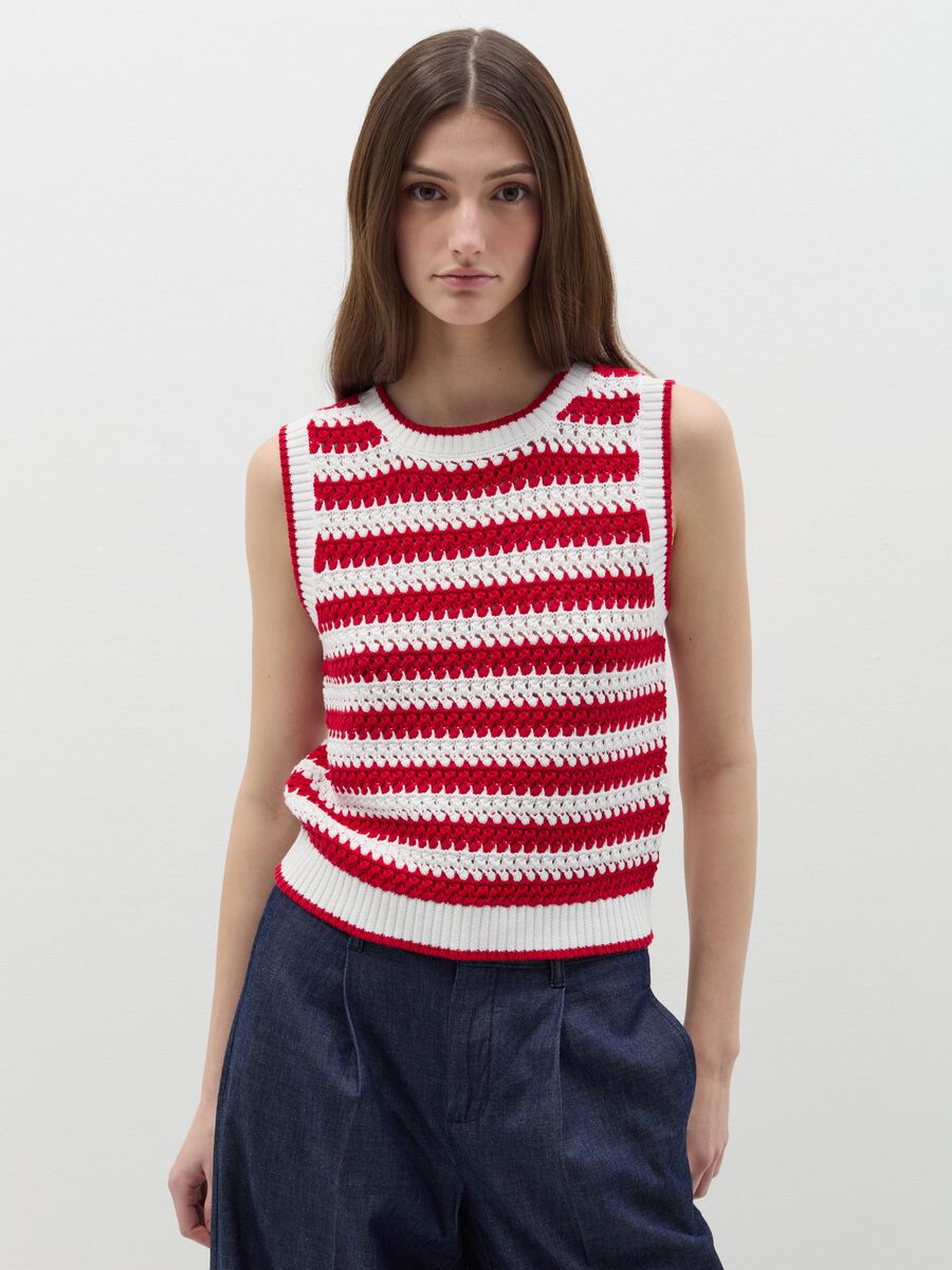 Striped crochet tank top_0