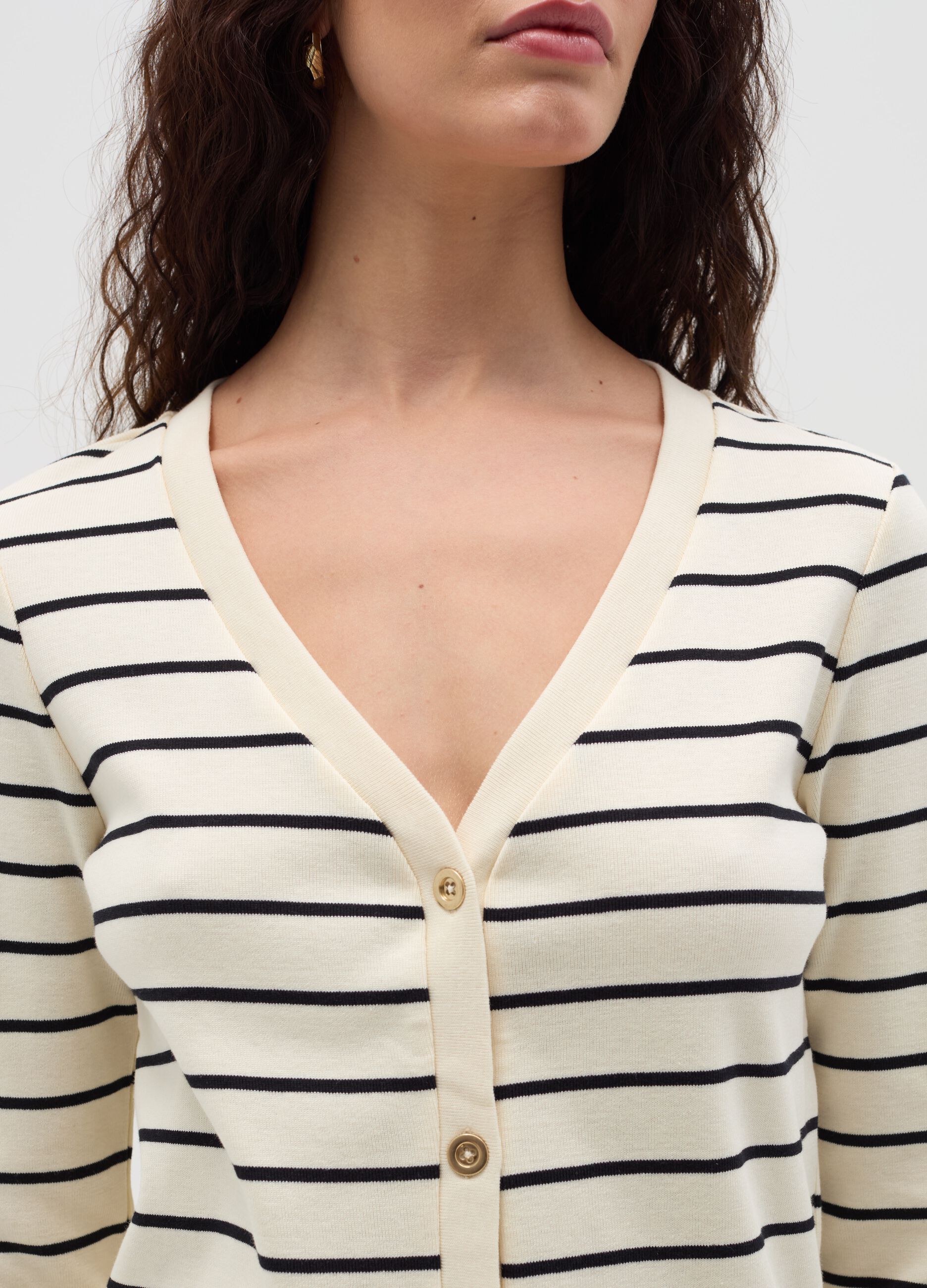 Striped cardigan with V neck
