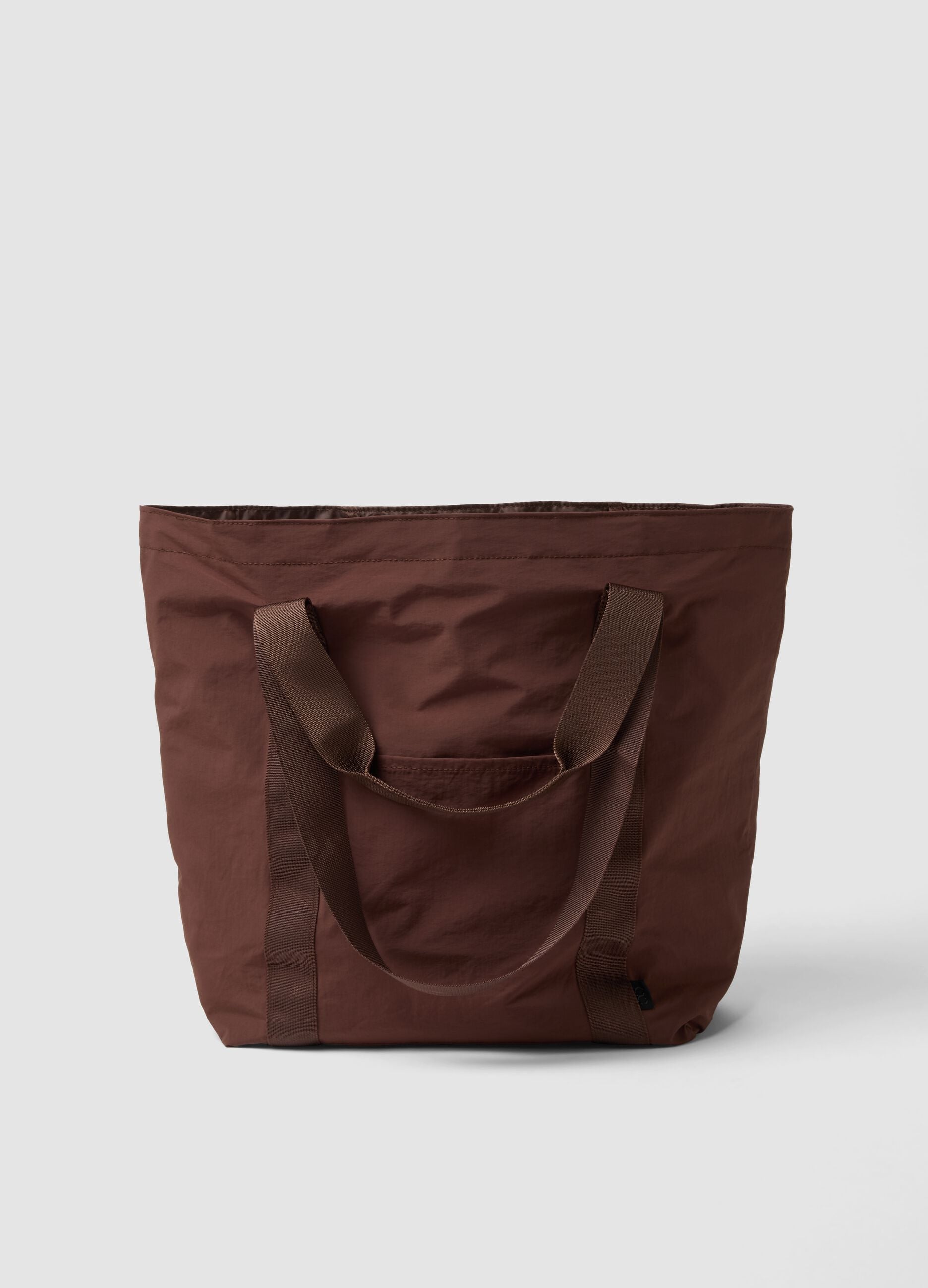 Brown foldable shopper tote with double handles