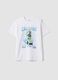 White pure cotton crew-neck T-shirt with Minecraft print_0