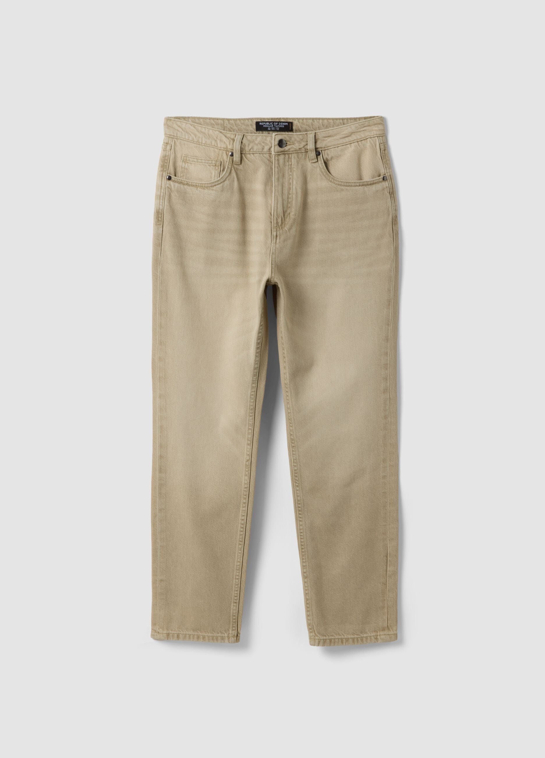 Jeans beige in misto cotone e lyocell regular tapered