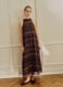 Abito maxi nero e marrone in misto lyocell regular fit con fantasia_0