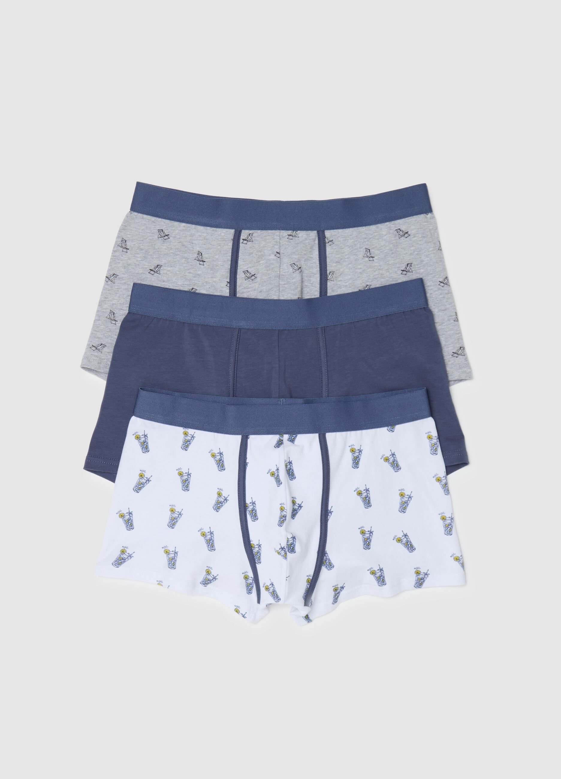 Three-pack boxers in stretch cotton with print