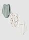 3-pack of crew-neck bodysuits in ivory white and sage green, 100% organic cotton_0