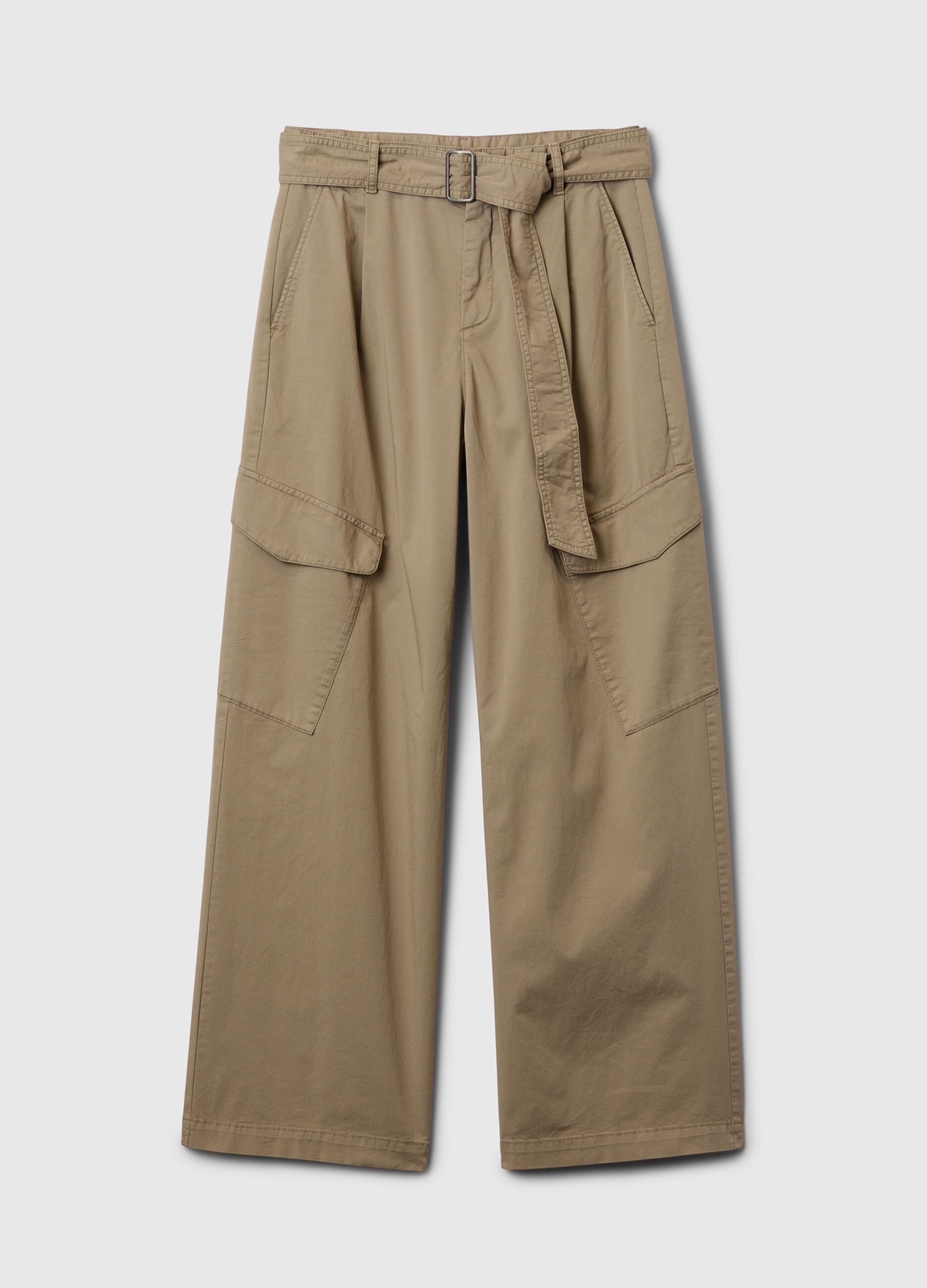 Cargo trousers in stretch twill with belt