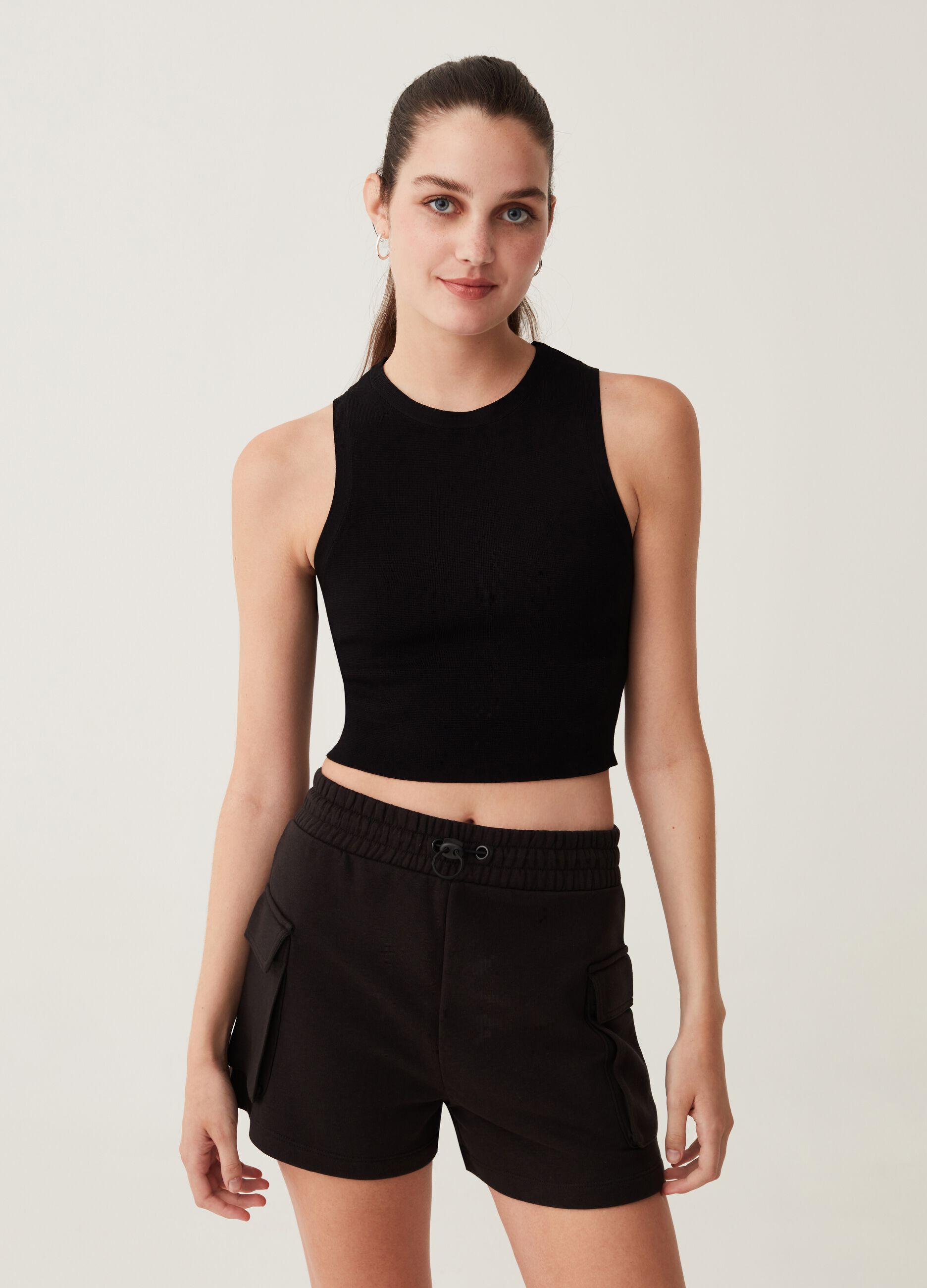 Shorts cargo in felpa