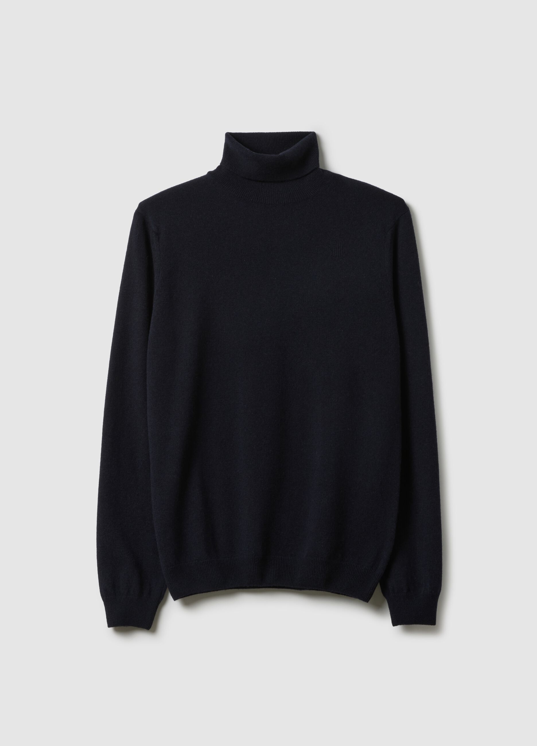 Blue turtleneck sweater in pure lambswool regular fit
