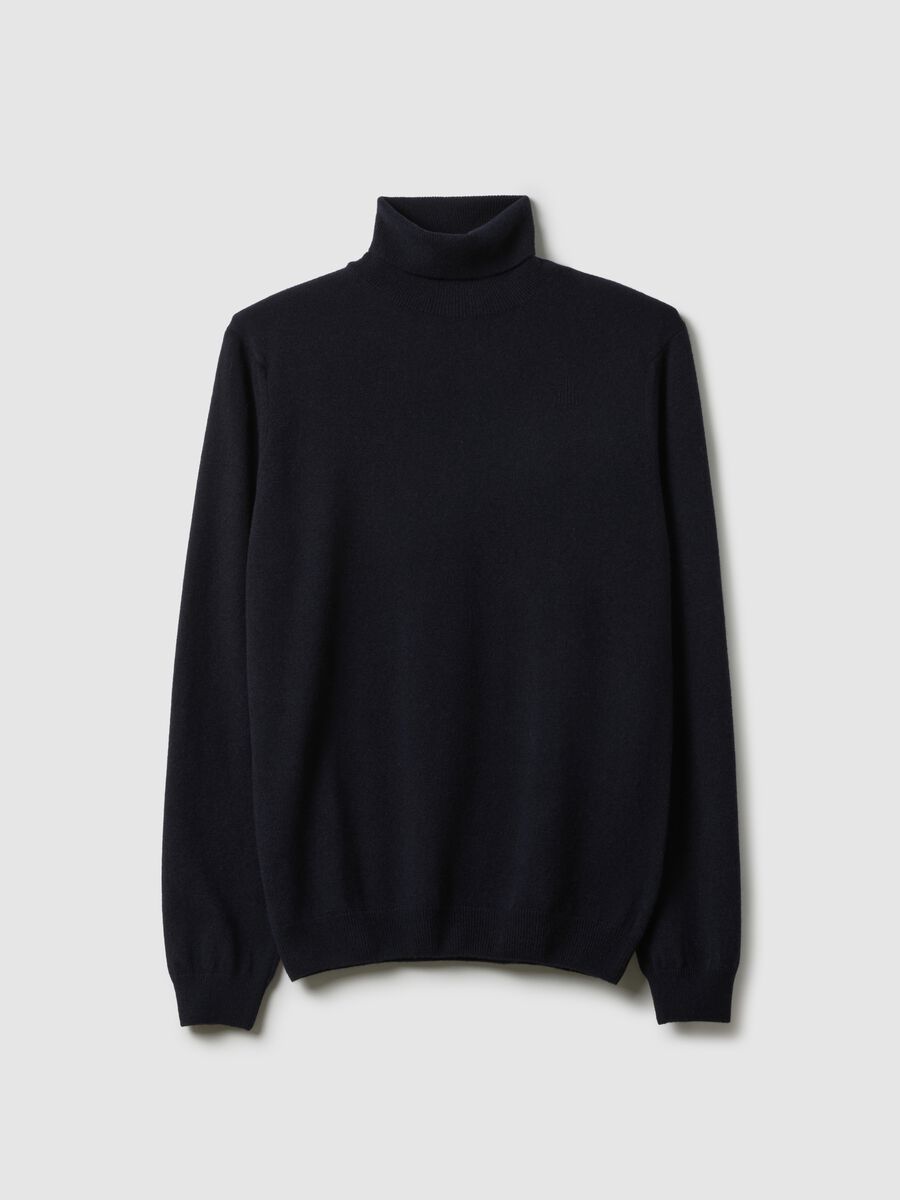 Blue turtleneck sweater in pure lambswool regular fit_0