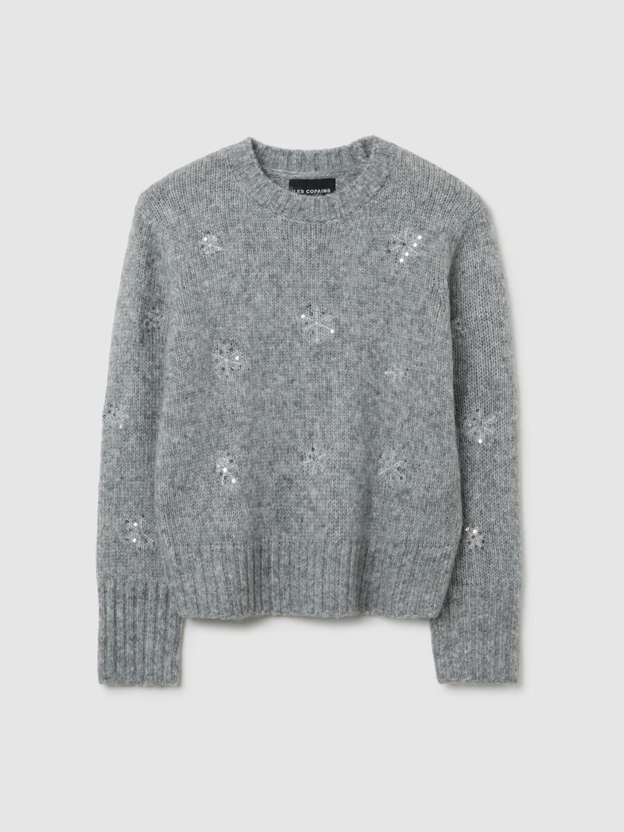Grey oversized fit sweater with decorations_4