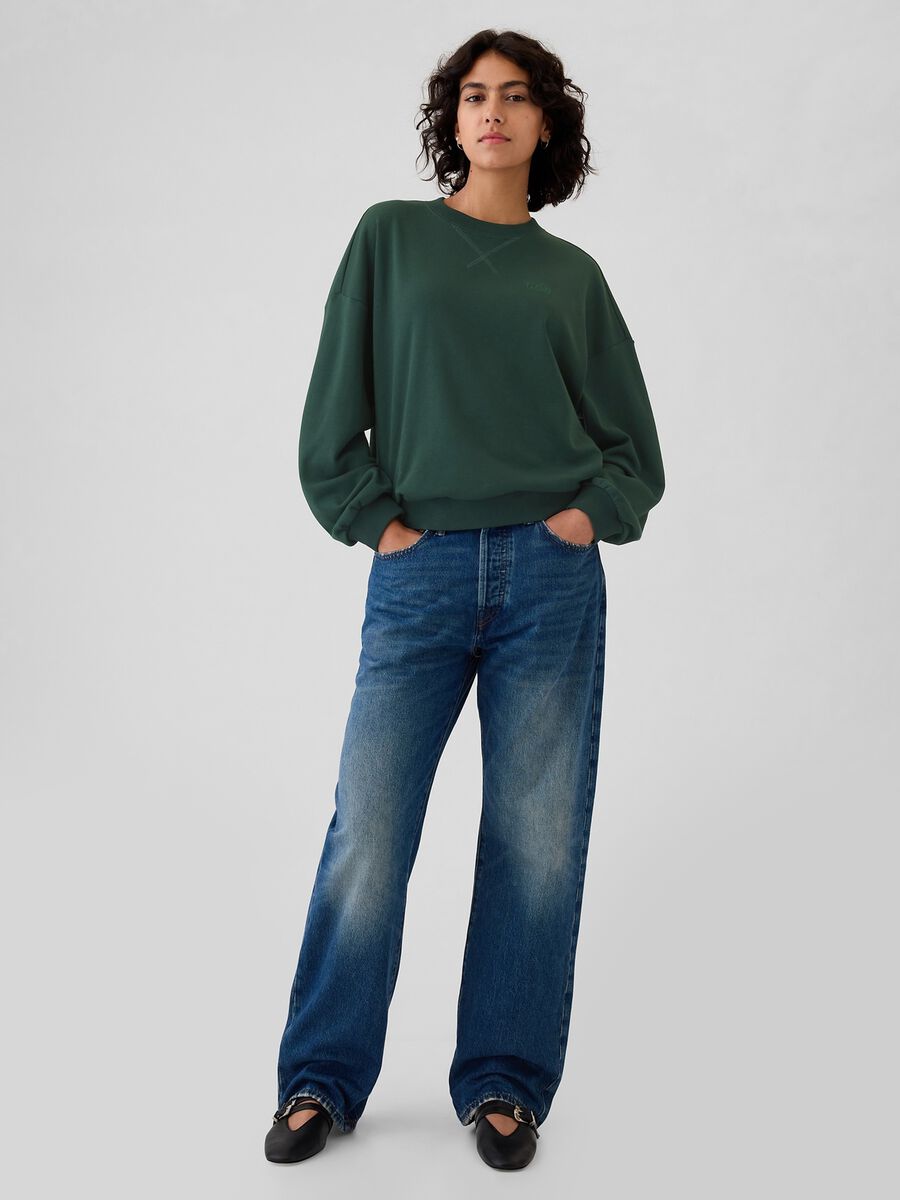 Oversized sweatshirt with round neck and crossover detail_1