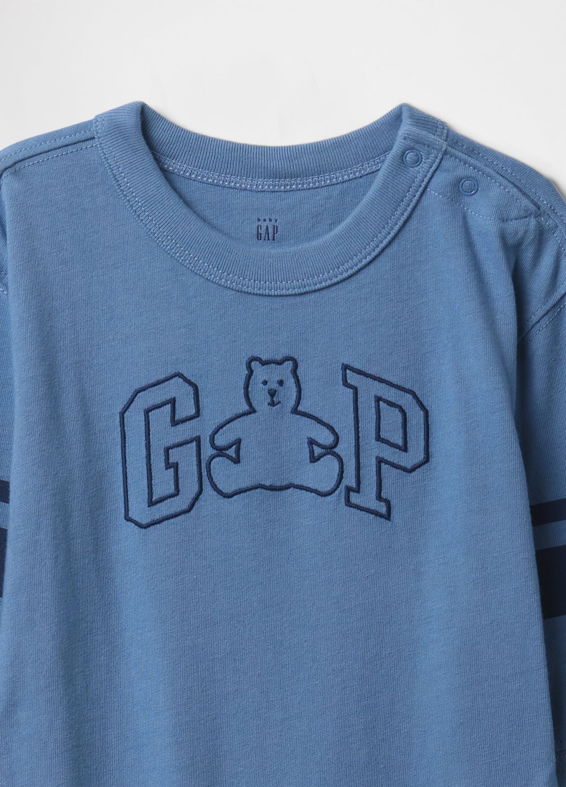 Blue baby romper with GAP logo